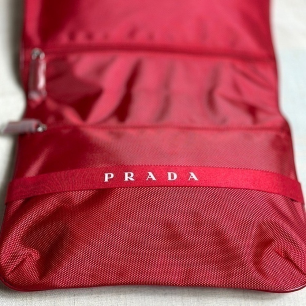 AUTHENTIC Prada red cosmetics toiletries travel or sports bag - Picture 12 of 16
